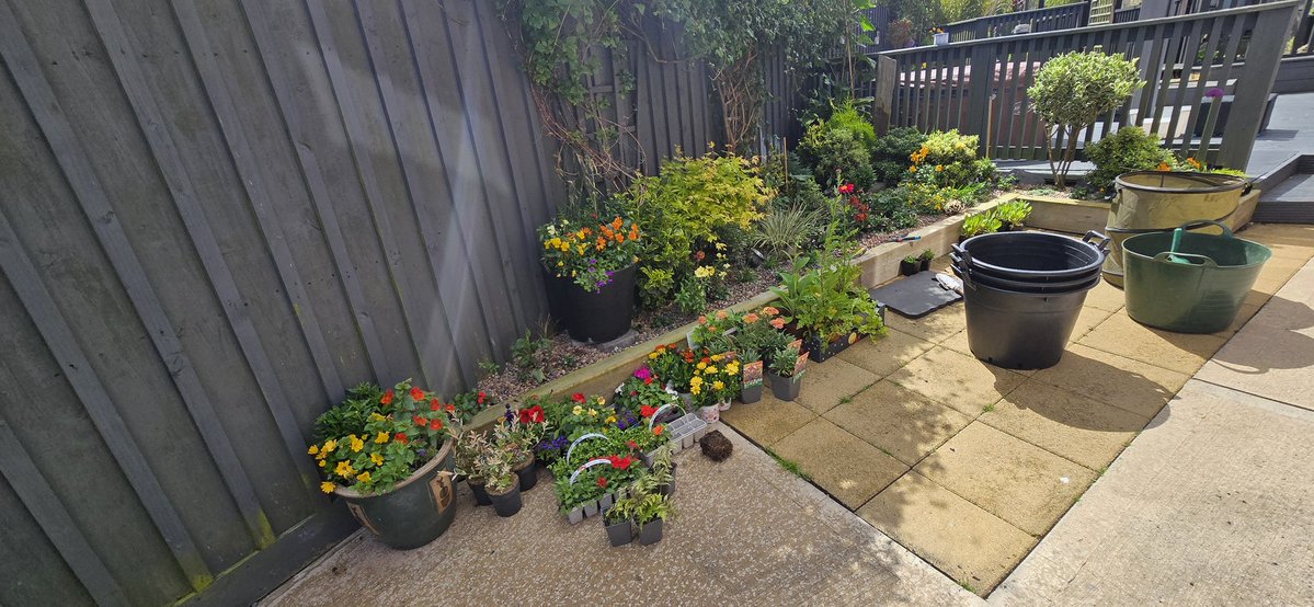 johnny_mac64's tweet photo. @eva_joy1 Today's project where I'm at my happiest....in the garden planting tubs &amp; flower beds. Hopefully the rain stays away. https://t.co/QYVBODrZgi