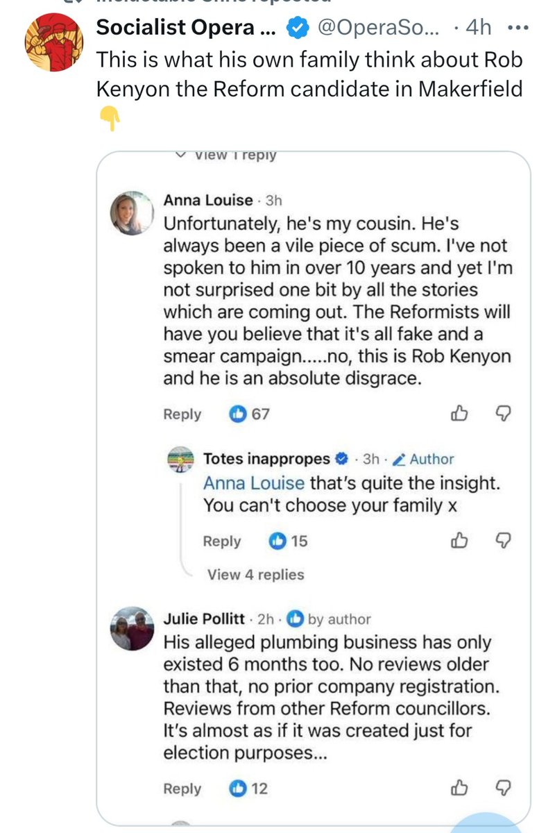 MaidTime's tweet photo. @RobKenyonReform Even your relatives are calling you out for the scum bag you are. https://t.co/CDxppCM4Yd