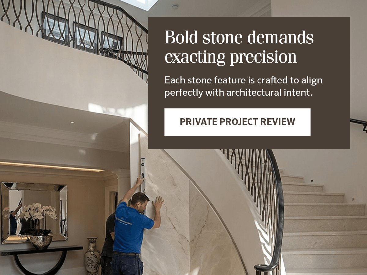 OceanisGroup's tweet photo. Bold stone features are shaping London interiors. Precision in fabrication and installation keeps each element true to the design, with a clean finish for prime residential projects. #OceanisGroup #PrimeResidential #ArchitecturalStone #InteriorDesign #StoneCraftsmanship https://t.co/Xn8oHO2J3U
