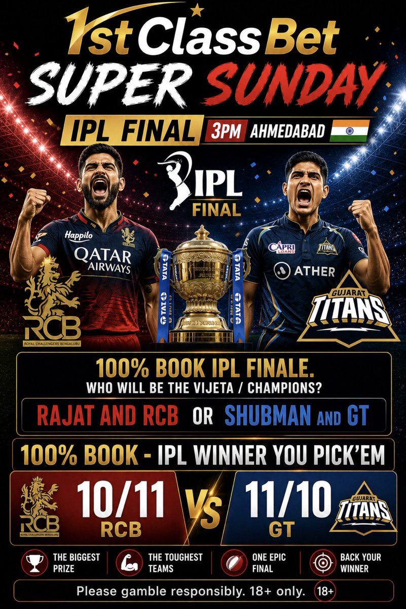 Bet1stclass's tweet photo. Super Sunday Cricket!! 🚨 

WhatsApp us your bets on 07985 147655

Please gamble responsibly. 18+ only. 

#IPL #1stclassbet #cricket https://t.co/Z3OAzRO1yz