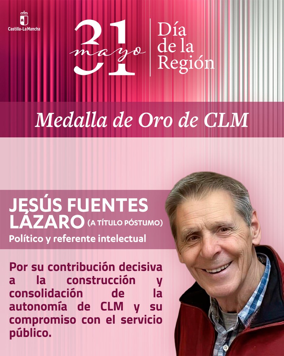 gobjccm's tweet photo. @ftg_guadalajara @uclm_es @minisashas @misscaffeina @_Sara_Carbonero Reconocimientos con motivo del #DíaCLM.

🎖 Jesús Fuentes Lázaro, Medalla de Oro de #CLM (a título póstumo). https://t.co/OB7jHw5pK1