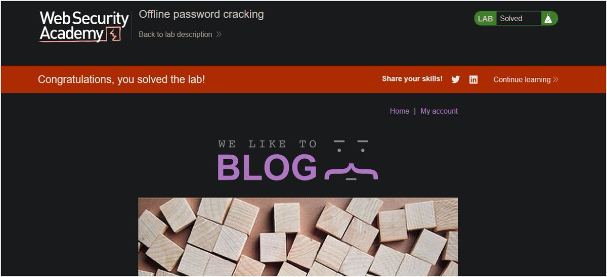 rootghost404's tweet photo. I completed the lab:
Offline password cracking

@WebSecAcademy
 https://t.co/4AIoNZKLdl https://t.co/sDfY0gg0cw