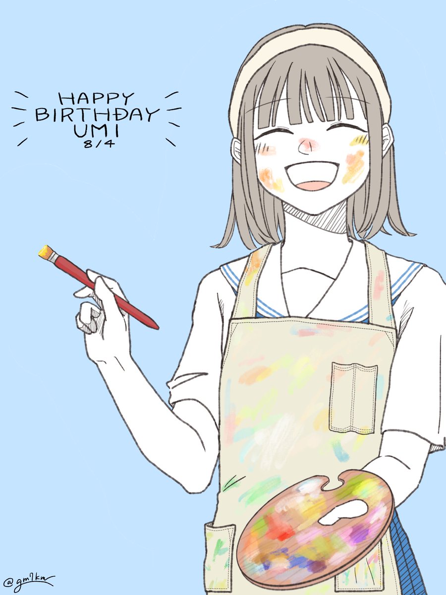 gm7km's tweet photo. 絵柄封印するやつ描きましたー！（2枚目）
比較として誕生日絵と！
#君がブルーを描くまで https://t.co/rBGbU8Inoq
