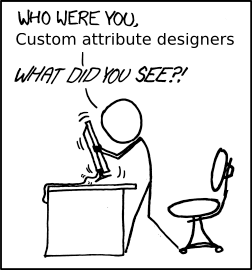 washi_dev's tweet photo. @CaptWake Haha! Custom attributes have been a thing well before AI 🤣

The choice of FQNs was an inexplicable but conscious human decision. https://t.co/2rgVoJCrin