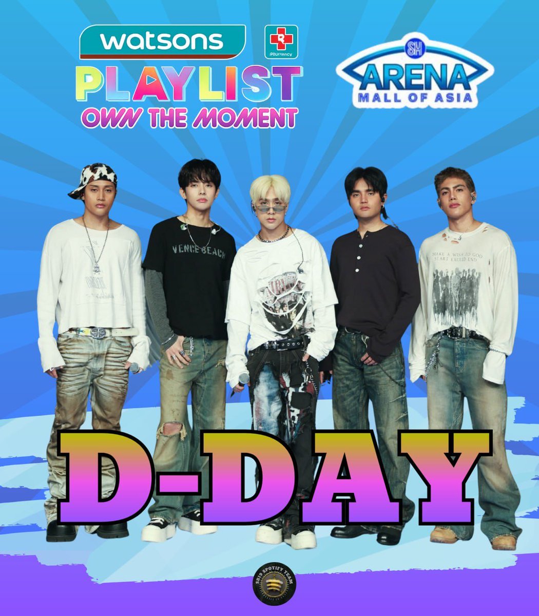 sb19_spotify's tweet photo. THE COUNTDOWN IS OVER, A'TIN! 🔥

After weeks of excitement, endless streaming, and nonstop anticipation, D-DAY is finally here! SB19 joins December Avenue and Maki for Watsons Playlist 2026 at the SM Mall of Asia Arena. 🎤✨

Let's turn every song into a sing-along, every performance into a celebration, and every moment into a memory we'll carry long after the lights go down. Bring your energy, your passion, and your loudest cheers because tonight is all about music, unity, and unforgettable experiences.

The stage is set. The lights are ready. The crowd is waiting. Let's make history together! 💙

OWN THE MOMENT SB19
@SB19Official #SB19 @WatsonsPH
#SB19atWatsonsPlaylist2026
#WatsonsPlaylist2026 #OwnTheMoment #WatsonsPH #ASWatson185