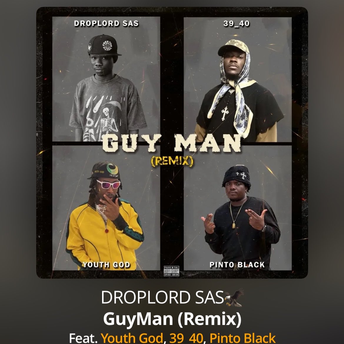 KwadasoMorata's tweet photo. This is Pinto Black one of the most underrated Kumasi artise and the song is titled 
Guyman Remix by Droplord ft Pinto Black x YouthGod x 39 /40 out on all platforms https://t.co/MBD1cbtngr