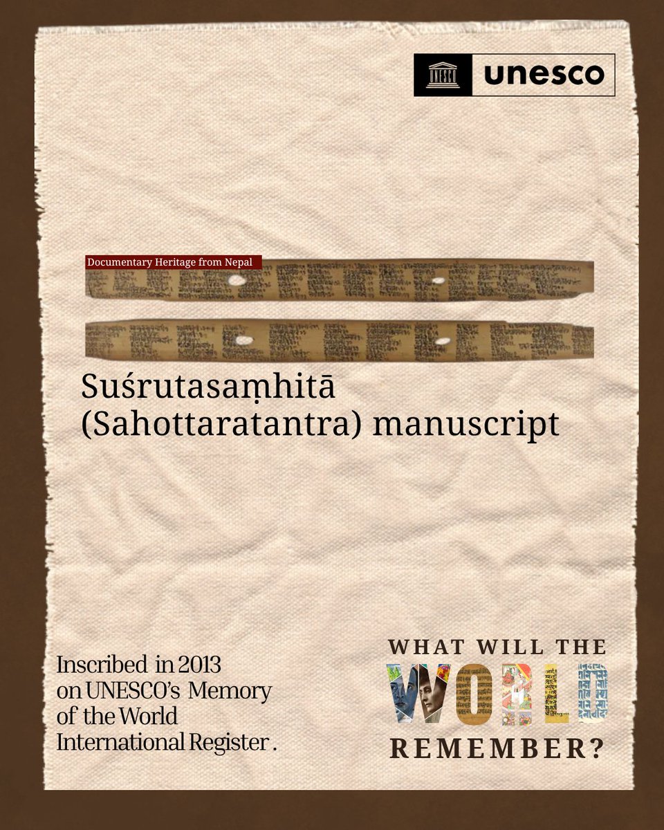 unescoindia's tweet photo. Plastic surgery. Nose reconstruction. Removal of bladder stones. Pre and post-surgical care. A list of 20 main surgical instruments and 101 supporting tools.
Written in 878 CE. On palm leaf. In Kathmandu. https://t.co/bfThuvMGZr