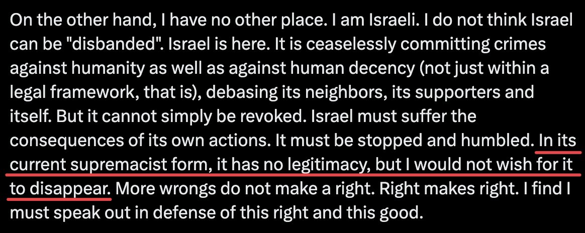 receipts_lol's tweet photo. There is no "current supremacist form" of Israel.

Genocide is all Israel ever was, and all Israel ever can be. Israel is the genocide. To end the genocide, we must end Israel.

And we can. We can build a world without Zionism.

We must. https://t.co/rxgAOHdbC5
