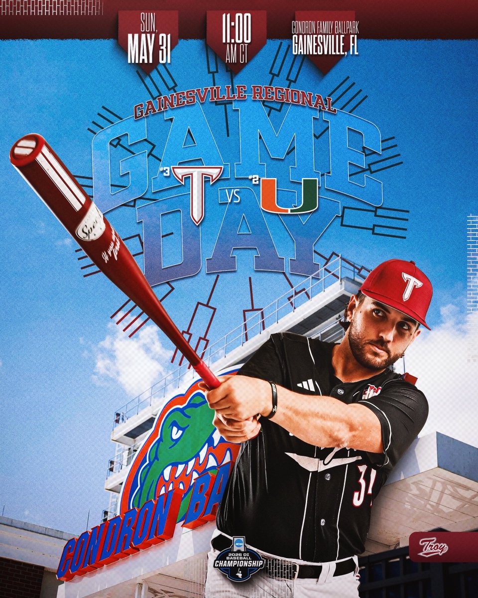TroyTrojansBSB's tweet photo. 𝙎𝙪𝙣𝙙𝙖𝙮 𝙞𝙣 𝙩𝙝𝙚 𝙎𝙪𝙣𝙨𝙝𝙞𝙣𝙚 𝙎𝙩𝙖𝙩𝙚
🆚 | #2 Miami
📍 | Gainesville, Fla.
⏰ | 11 a.m. CT
📺 | ACC Network
📻 | https://t.co/wojO03IpEa
📊 | https://t.co/O58IwzrEtr
#WTD | #OneTROY⚔️⚾️ https://t.co/DXKm6x9G3Z