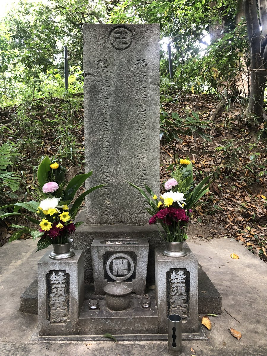 warringtimes's tweet photo. 📸[#WarringTimes] ☆ Touring the sites related to Sengoku heroes in Ama Region 🚶🏻 
This time visiting the birthplace and joint memorial tombstone 🪦 of Hachisuka Koroku and his son Hachisuka Iemasa ✨

☆ In 1585, after Invasion of Shikoku, Hideyoshi awarded Koroku Awa Province as a fief, but he declined in favor of his son, Iemasa who took headship of the clan.

☆ A 15 mins walk north from Meitetsu Aotsuka Station you’ll find the epicentre of the Hachisuka clan. First there is a sole stone monument which says “Site of Former Residence of Hachisuka Koroku”, no ruins but that’s just before you enter the now temple complex where Hachisuka Castle (more like "square-shaped mansion") used to stand once arrived there is an impressive monument honoring “Hachisuka Koroku”a beloved local figure and trusted partner of Hashiba Hideyoshi. What is in its place is the Rengeji family temple of the Hachisuka. Deep into the wooded back of the temple on a hill you’ll find the memorial tombstone erected to commemorate Koroku and his son Iemasa (they are not the official one). Plenty to see and appreciate 👀

📍 Odera-1352 Hachisuka, Ama, Aichi

#蜂須賀小六 #蜂須賀家政 #あま市観光
