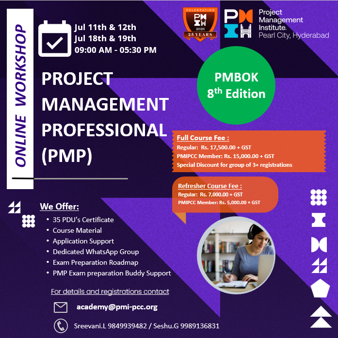 PMIPCC's tweet photo. 🎓 Ready to earn your PMP®? Join PMIPCC’s Virtual PMP® Preparation Workshop (PMBOK® 8th Edition) on July 11-12 &amp; 18-19, 2026.

✅ 35 PDUs
✅ Expert Mentors
✅ PMP Application Support
✅ Study Material

#PMIPCC #PMP #ProjectManagement #PMBOK8 https://t.co/yGQZi3ZDkK