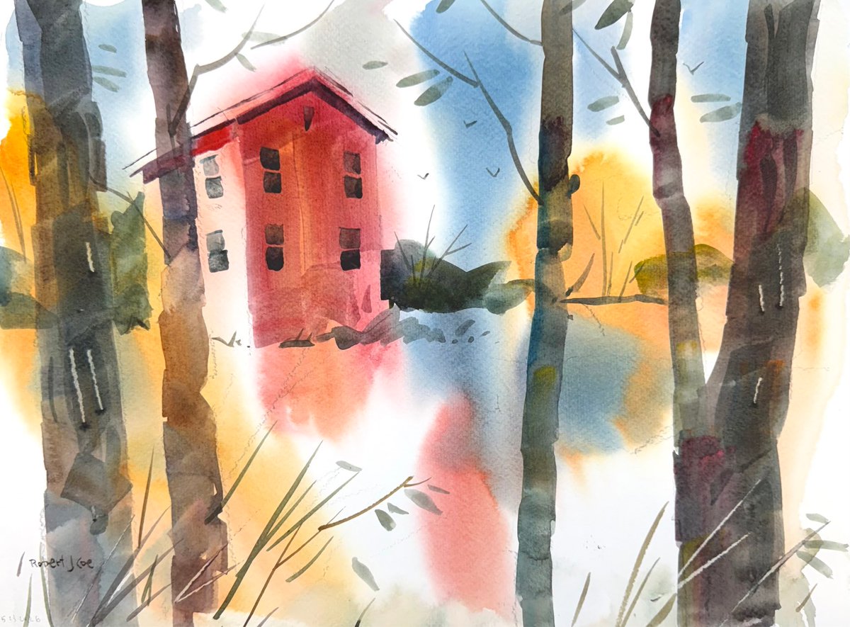 bobcoe's tweet photo. Entertaining myself with a house by a trail in Pennsylvania and watercolor. Keep it fun! #dailypainting #watercolor #house https://t.co/orDaOGlG88