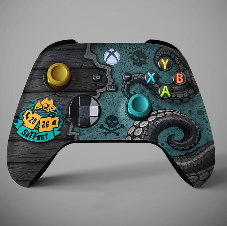 SoTFest's tweet photo. We are pleased to announce that pre orders are now open for the SoTFest official 2026 Xbox controller!  Designed by @extremeconsoles featuring the SoTFest logo designed by @MiddySeabirb this is one for any collector!

Details are all here - https://t.co/PbENWLTJkI

#SoTFestV https://t.co/RNvLtZd7kO