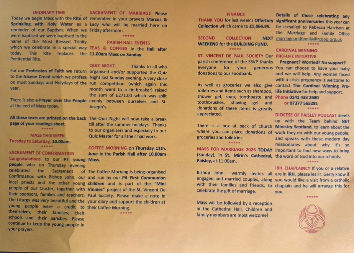 stpatricksrcdop's tweet photo. St Patrick's Bulletin W/E 31st May. The Most Blessed Trinity https://t.co/aDUBaBn0DV