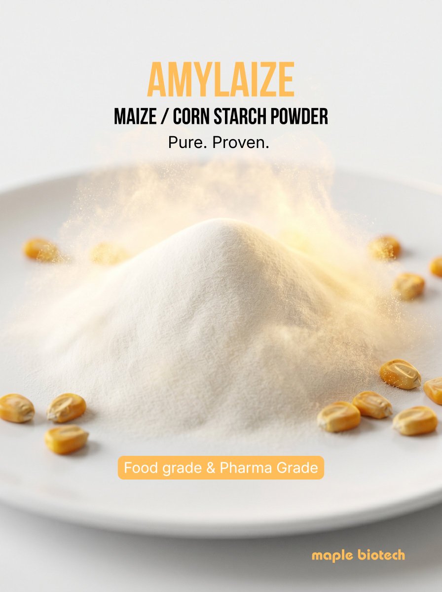 maple_biotech's tweet photo. AMYLAIZE - Pharma &amp; Food Grade Maize Starch by Maple Biotech. Plant-based. Gluten-free. Export-ready. Trusted by formulators worldwide for binding, disintegration &amp; thickening. 📦 25kg packs available. #MapleBiotech #MaizeStarch #PharmExcipients https://t.co/aijf0CUGIw