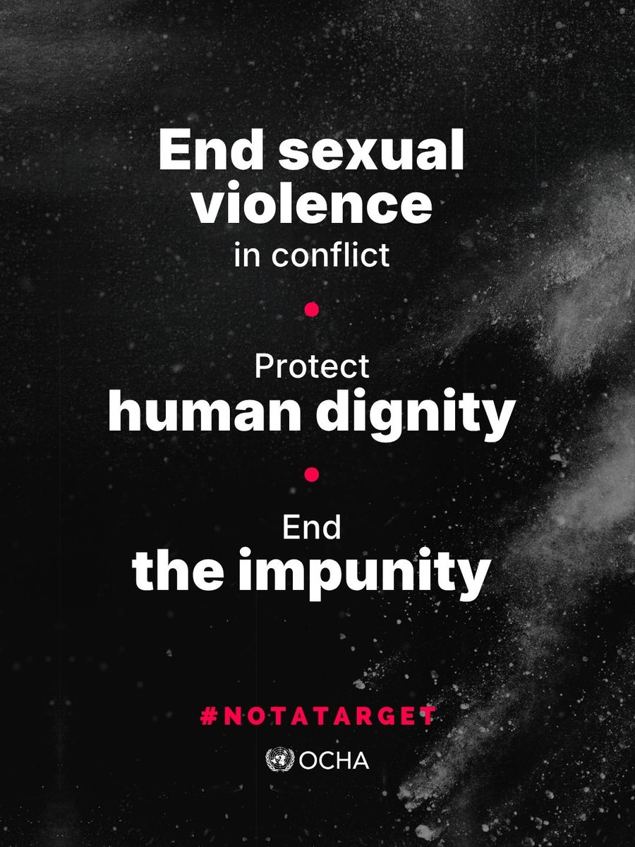 UNOCHA's tweet photo. Across conflicts, sexual violence is used as a tactic of war.

In 2025, the UN verified over 9,300 cases of sexual violence. 95% of the victims were women and girls.

Sexual violence must end. Perpetrators must be held to account.

#NotATarget https://t.co/RAaHmUyOb8