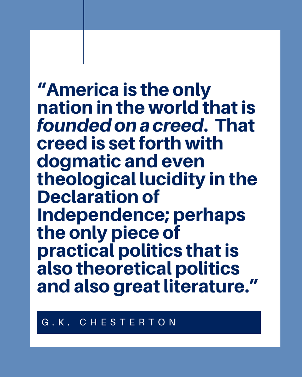 LCActionorg's tweet photo. English writer and Christian apologist G.K. Chesterton observed this in his book, "What I Saw in America," after his first visit to the United States: 

"America is the only nation in the world that is founded on a creed. That creed is set forth with dogmatic and even theological lucidity in the Declaration of Independence; perhaps the only piece of practical politics that is also theoretical politics and also great literature. It enunciates that all men are equal in their claim to justice, that governments exist to give them that justice, and that their authority is for that reason just.”       
 
America's common creed is what binds us together and is worth preserving. More on this: https://t.co/wF3vj3c2jv