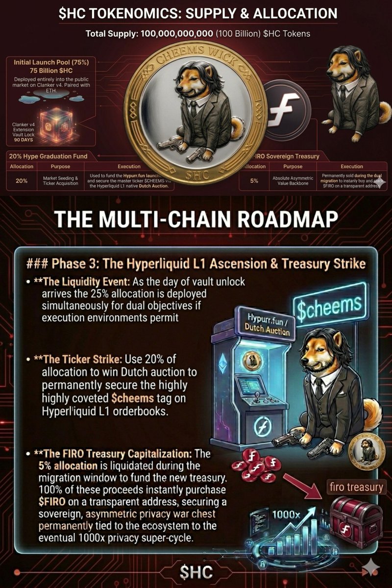 sjsfb_'s tweet photo. We are using our Hype Power sentiment engine to fund the ultimate asymmetric asset backup. 20% to capture the master ticker $CHEEMS on Hyperliquid L1, 5% liquidated directly into a transparent $FIRO privacy treasury. https://t.co/yd94NcTXCm