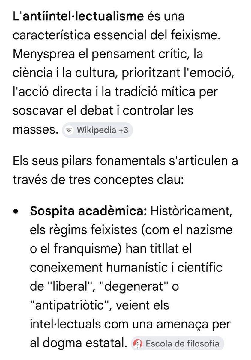 josepcosta's tweet photo. L’antiintel·lectualisme i el rebuig a l’acadèmia és un dels trets definitoris de l’extrema dreta del segle passat. Quan hom fa comentaris que recorden el
“Muera la inteligencia” del fundador de la
Legión, que no se sorprengui que els lectors pensin que potser és d’extrema dreta. https://t.co/EBJxzs1eCc