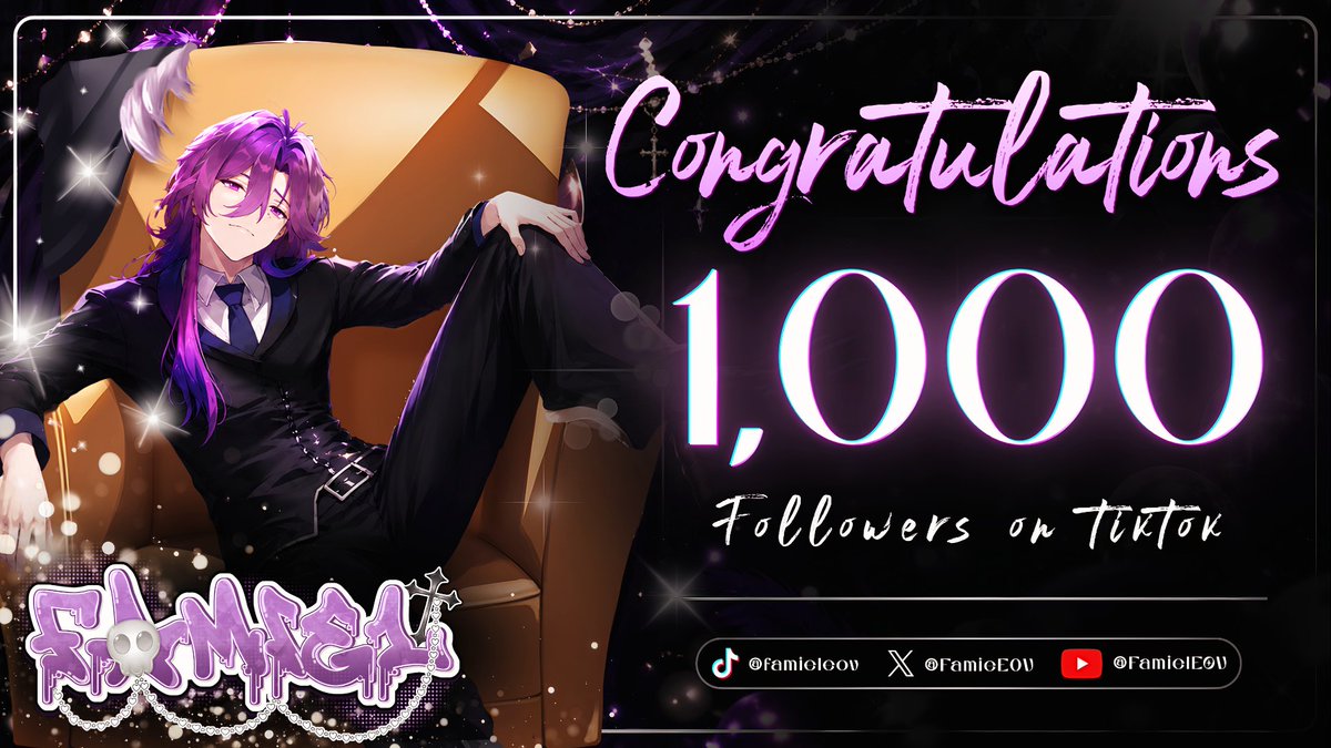 EOV_VTUBER's tweet photo. 🎉 ขอบคุณสำหรับ 1,000 Followers บน TikTok 🎉
────
❝ เข้าร่วมเป็น #คุณเนื้อ 🍖ของฟามี่ ❞
Tiktok : famieleov
Youtube : FamielEOV
#FamieSeeIt #vtuber #EclipseProject #EOV https://t.co/rq5iabeLuT