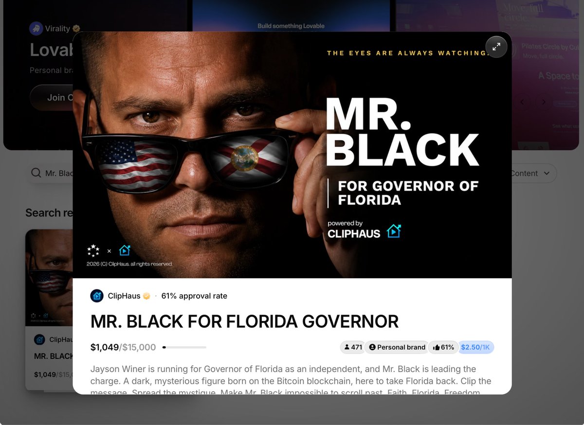 cIipwire's tweet photo. Spencer Pratt is running a paid clipping campaign for LA Mayor. 

Jayson Winer is running it for Florida Governor.

Creators get paid per 1,000 views to post their debate and podcast clips .

The internet just reinvented political propaganda. https://t.co/7z3HfF09a2