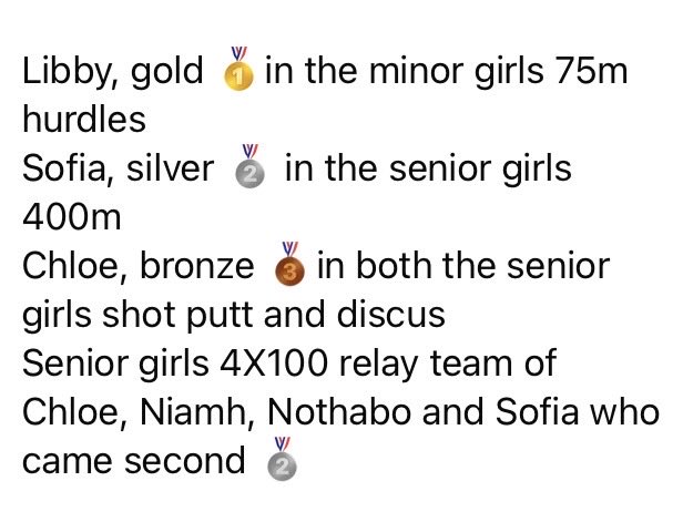 PresCarlowSport's tweet photo. A special congratulations to Chloe who ended her school athletics career on Saturday and who has contributed a massive amount to athletics in @Pres_Carlow. She finishes off having amassed an amazing 33 medals representing the school. @CeistTrust @irishathletics @SLOTAC https://t.co/laxtgzojMc