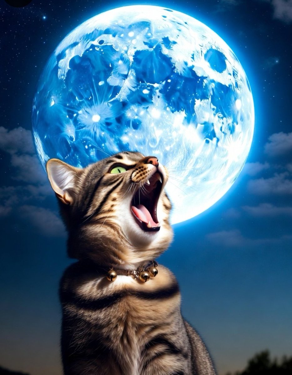BLUE MOON🔵ということなので ฅ(º ﾛ º ฅ)にゃお〜ん #ブルームーン