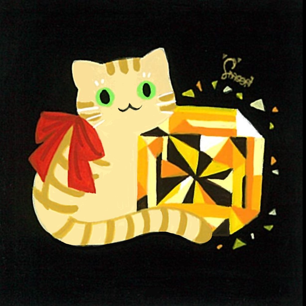 @KAORI6　❀今年ラスト満月❀希少ペリドット 誕生石】 🐾11月 : トパーズ #猫 #イラスト #アナログイラスト #アナログ絵
