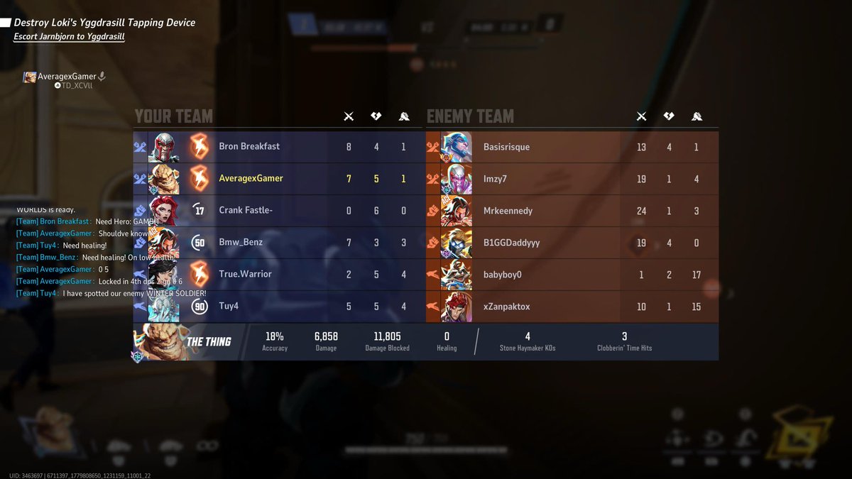 AveragexGamer1's tweet photo. - locked in 4th dps 

- ends up 0-6 after first round. 

- asked to switch

- THROWS

Why get on the game to behave like this? 

#marvelrivals https://t.co/pdU9pN7me2
