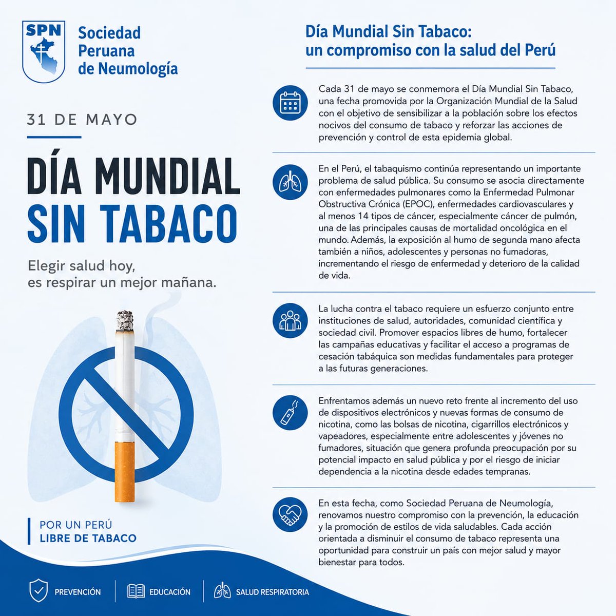 PeruSpn's tweet photo. Día Mundial Sin Tabaco: Un compromiso con la salud del Perú 🫁🇵🇪 https://t.co/ZRQxEGpqV3