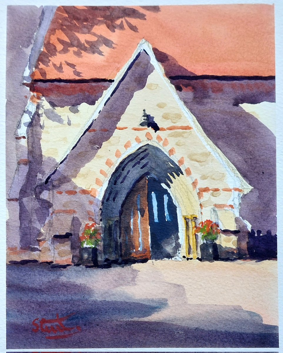 Colinsteedart1's tweet photo. 'St. Michael's and All Angels, Galleywood'. 9x7 inches unframedwatercolour. @Colinsteedart1 #art #artwork #artist #watercolour #watercolor https://t.co/u1Py5gvKZ8