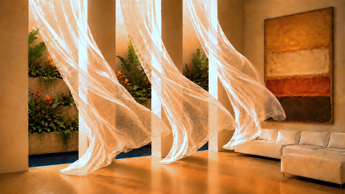 rmspc1's tweet photo. Late afternoon. The sun is lower, the room becomes softer, and the courtyard starts to feel like part of the living space.
Cream walls, still water, dense tropical planting, and light curtains moving gently with the breeze.
A quiet place to sit, slow down, and let the day fade. https://t.co/k5Se0h1iXf