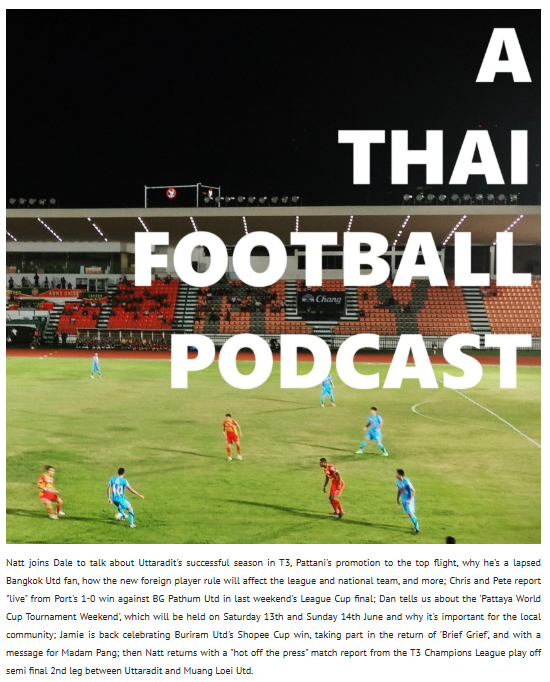 Thaifootballpod's tweet photo. A Thai Football Podcast
139: Up The Hill And Down The Slope
Our brand new episode is available now. Listen here https://t.co/PfOKCex5Ak
Thanks to @TplEnglish @CliffEdge1967 @eltplanning @nangronginfo and Dan

Show details below https://t.co/zDcG8SnBt8