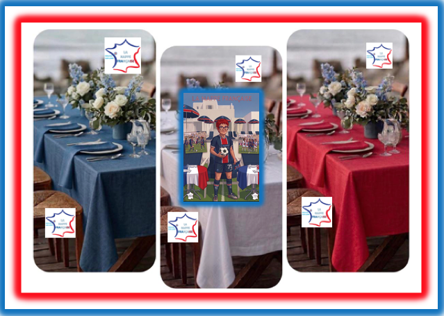 NGouello's tweet photo. SPORTS À L'HONNEUR ⚽️🎾🏉
Prêts à recevoir ?
Nos nappes Bleu, Blanc, Rouge sont les stars de vos tables cet été 🇫🇷
Célébrons ce jour le #back2back #PSG
100% lin
https://t.co/h96sUvOxU9
#LaNappeFrancaise #MadeInFrance #Reception #linfrancais #foot #fabriqueenfrance #france #paris https://t.co/MOLTRMsCpG