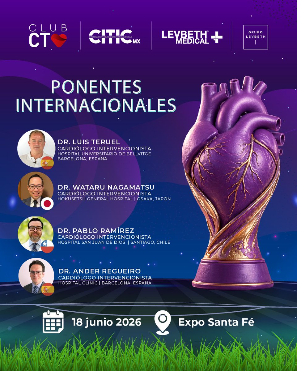 CiticMexico's tweet photo. El conocimiento que transforma, cruza fronteras 🌎

En CLUB CTO, tendrás acceso a la experiencia de líderes internacionales en cardiología intervencionista, quienes compartirán casos, técnicas y visión clínica de vanguardia.
Una oportunidad única para actualizarte, conectar y llevar tu práctica al siguiente nivel.

📍 Expo Santa Fe 
🗓 18 junio 2026