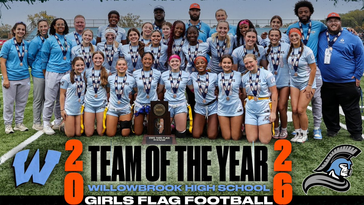 WB_ATHLETICS's tweet photo. 🏆FLAG FOOTBALL WINS TEAM OF THE YEAR AWARD 🏆

The Team of the Year is in recognition of an Athletic Team that has left a legacy of excellence this year in competition or within the community. Congratulations to this year’s recipient:  Girls Flag Football! #DubsUp 📸 @piehousesix @WBFLAGFOOTBALL @WillowbrookHS1 @dkrausewb