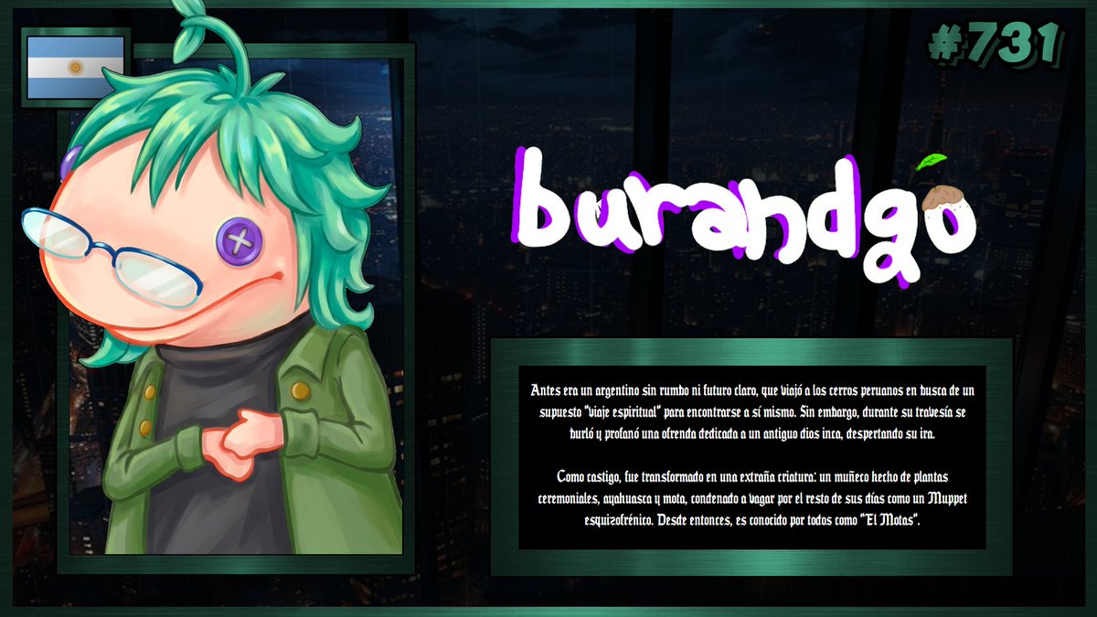 drogue_bag's tweet photo. ¡Nueva ficha agregada!   
Ficha #731: @BurandGo 

Se agrega a la página oficial de VTuberDEX: https://t.co/a4qXyGWWGS

Muchas gracias por participar en este proyecto. https://t.co/JB4lsFpEQm