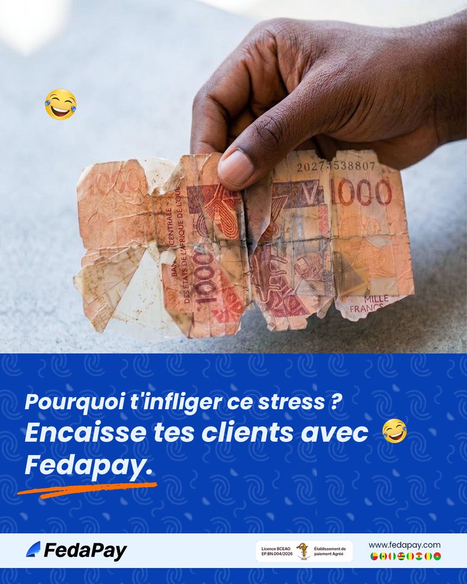 fedapay's tweet photo. Maintenant qu'on ne peut plus refuser des billets...
Tu vas faire comment😂?

Ce n'est pas mieux d'encaisser avec Fedapay
Crée ton compte marchand en quelques minutes via ce https://t.co/i5TRW5RVgJ 

#fedapay #inclusionfinancière #paiementenligne #venteenligne https://t.co/HyKEpQ2fHx
