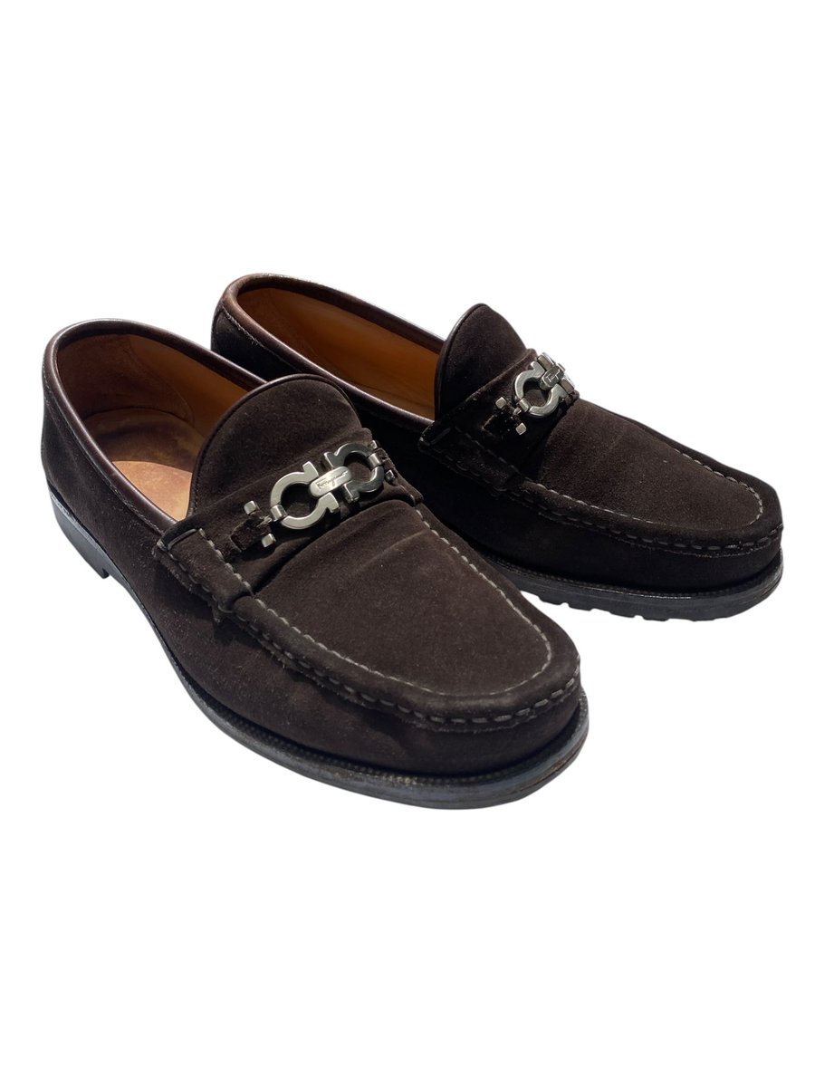 SALVATORE FERRAGAMO Made in Italy Suede Gancini Loafer 8 1/2 EE