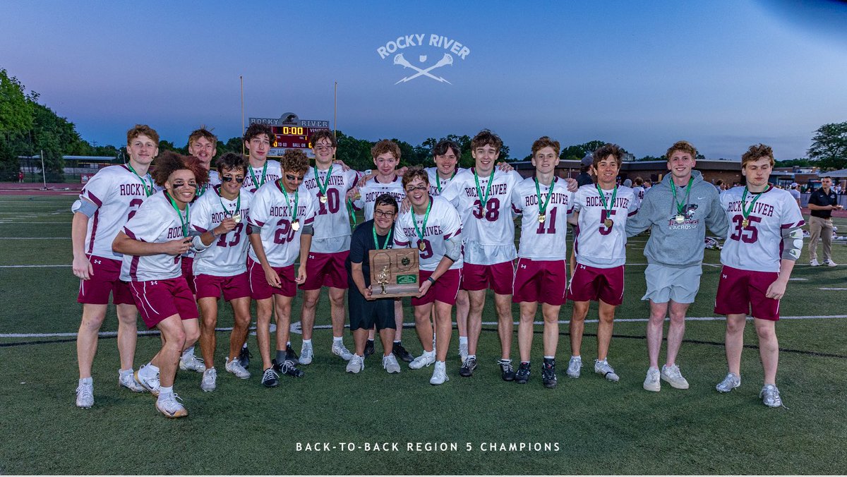 RockyRiverLax's tweet photo. Back-to-back Region 5 Champions. 

Congrats to our boys who wrapped up regional play this week, earning a trip to the STATE FINAL 4. Next stop is Tuesday 6/2 vs Gilmour in Uniontown with a trip to the STATE CHAMPIONSHIP on the line. 

@rrboosters @rivergirlslax @CLELaxNews_216 https://t.co/KLE9GmQIyC