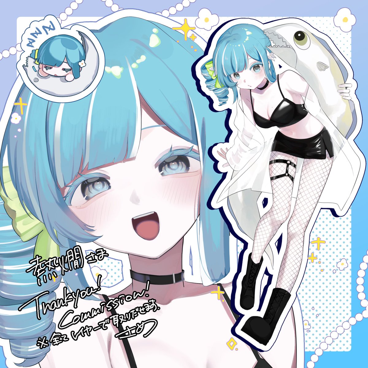 SHARK_trpg_'s tweet photo. Skeb納品させていただきました🐟

顔アップ・全身・SDをまとめたコミッション作品です！

ご依頼ありがとうございました🫧

#Skeb #Skeb募集中
https://t.co/knYMt249Et https://t.co/p3MDwdexuo