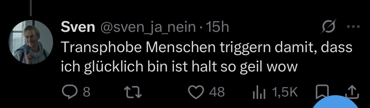 leckupo's tweet photo. @sven_ja_nein Erst feierst du es Transphobe zu triggern aber, wenn es zu viel wird heulst du rum? https://t.co/ENMSIj13Nz