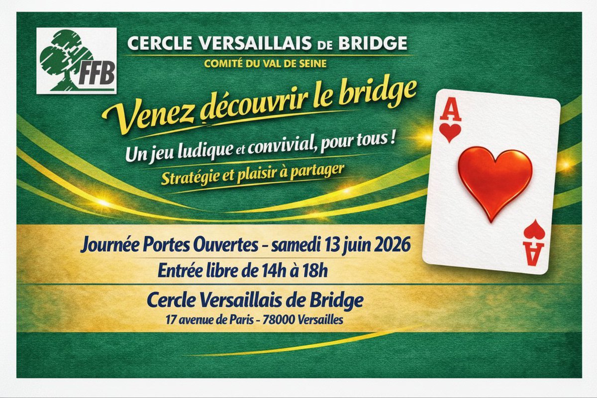 Eric_TOME's tweet photo. @versailles #Versailles #bridge Laissez vous séduire par l'univers fascinant du bridge et son ambiance conviviale. https://t.co/HD8gn6ElCC