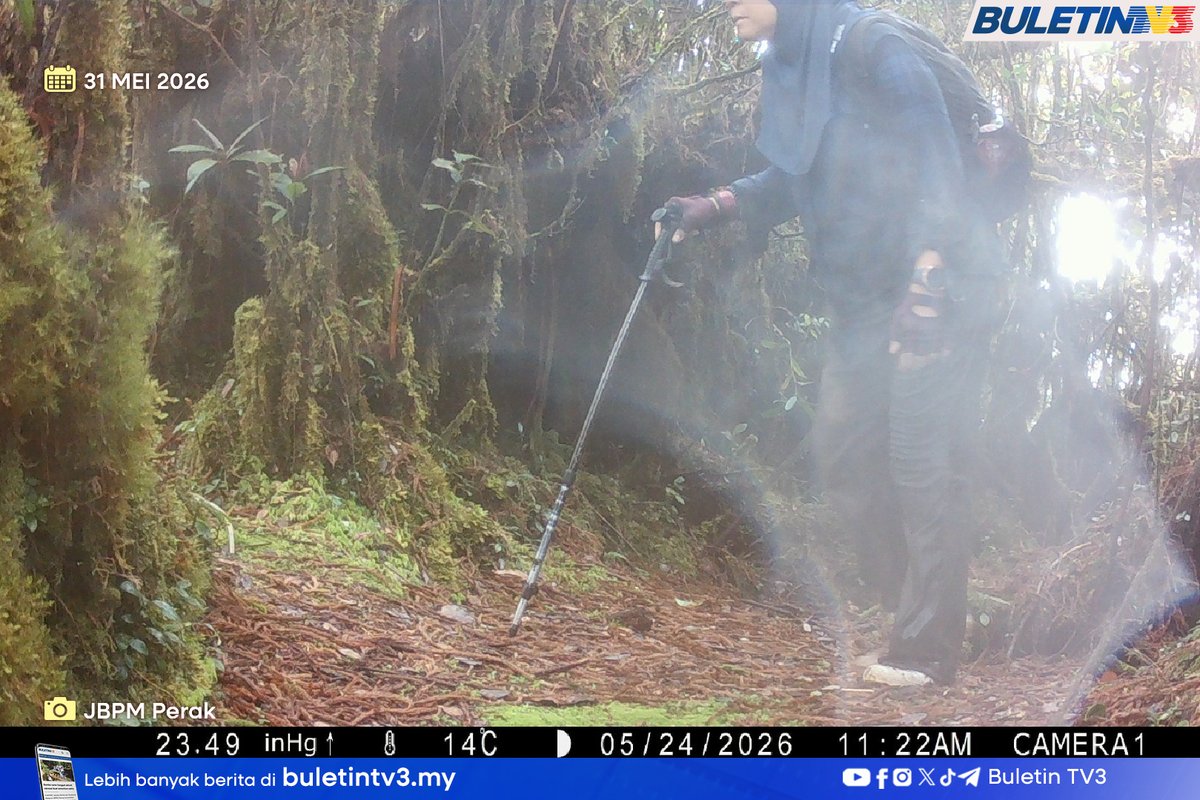 BuletinTV3's tweet photo. KEHILANGAN JASLINDA | Imej kamera pengawasan di Kamera 1 (Gunung Batu Putih) pada 24 Mei memaparkan Jaslinda Saludin melintasi laluan tersebut pada 11.22 pagi.

Sebelum ini, Jaslinda dilaporkan menyertai pendakian Trans Spencer Chapman bersama 13 pendaki lain dan dua MGP pada 23 Mei lalu melalui laluan Pos Gedung-Gunung Bah Gading-Gunung Batu Putih-Kuala Woh sebelum dilaporkan hilang.

#BuletinTV3 #kehilanganJaslinda #operasiSAR #pendakihilang