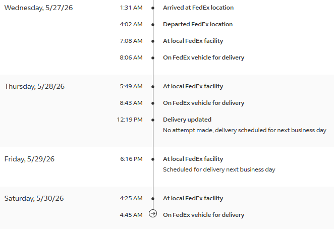 TheRealAntiNuLL's tweet photo. @FedEx Why offer shipping to my address if you wont deliver my packages?
4 days of non delivery, putting it on your trucks each day. this is the 3rd or 4th instance of this in the last couple months now. https://t.co/pSaTfcPytf