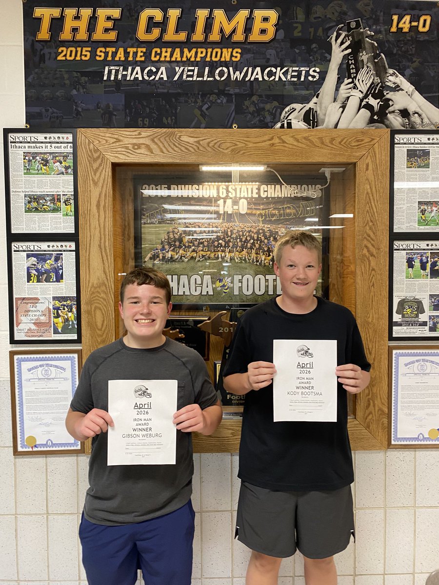 ITHACAJACKETFB's tweet photo. Congratulations to our April Iron Man Award winners! Keep up the great work! https://t.co/PAOjydxMoY
