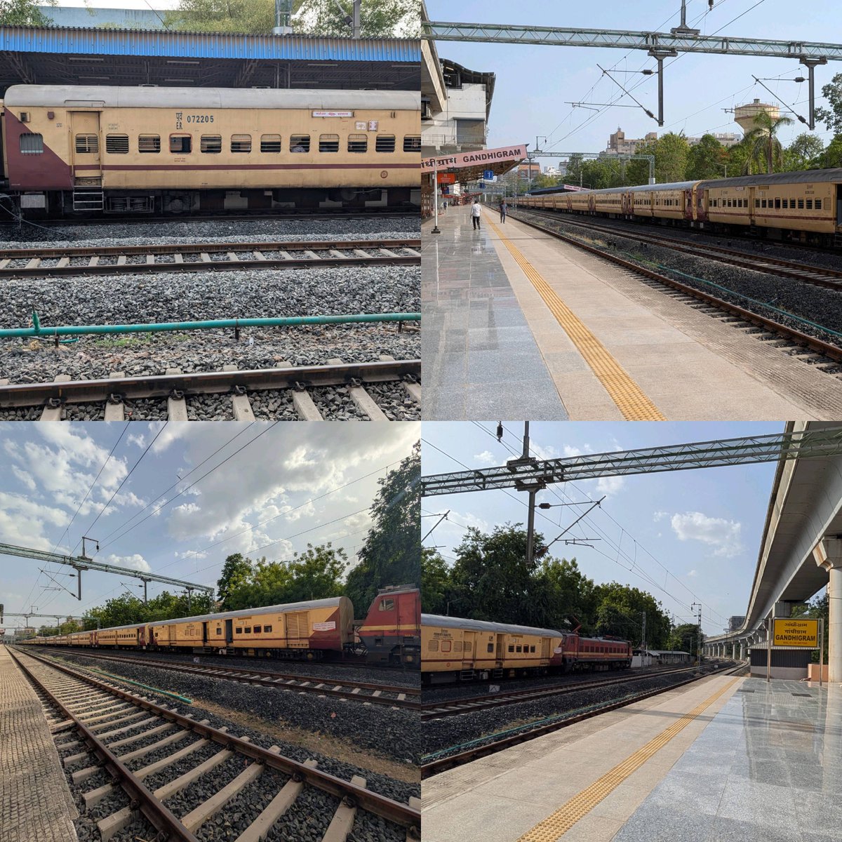 AhmedabadWR's tweet photo. #AhmedabadRailInfo #TrainInfo
04112/11 Gandhigram (Ahmedabad) - Prayagraj Bi-weekly Summer Special Train waiting at Gandhigram (GG) Platform.02 with WAP-4 (Jhansi) for Departure towards Chandkheda Road (Ahmedabad).
@DRM_BVP @drmadiwr @WesternRly @RailMinIndia. https://t.co/g1UG1wvJdJ