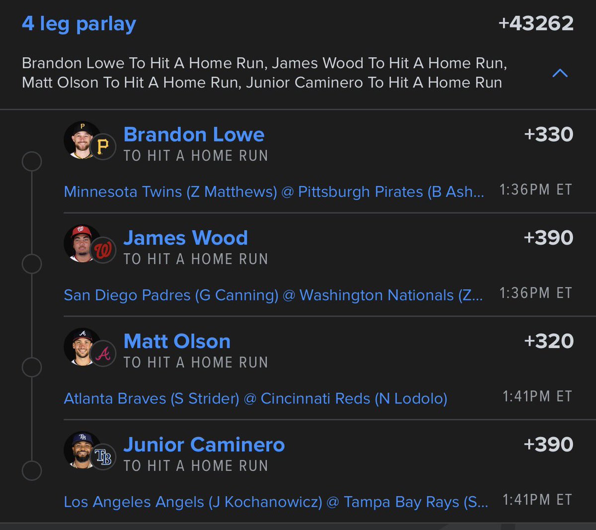 Morgangreenwoo's tweet photo. Daily 4man parlay https://t.co/z3nrVnYqro