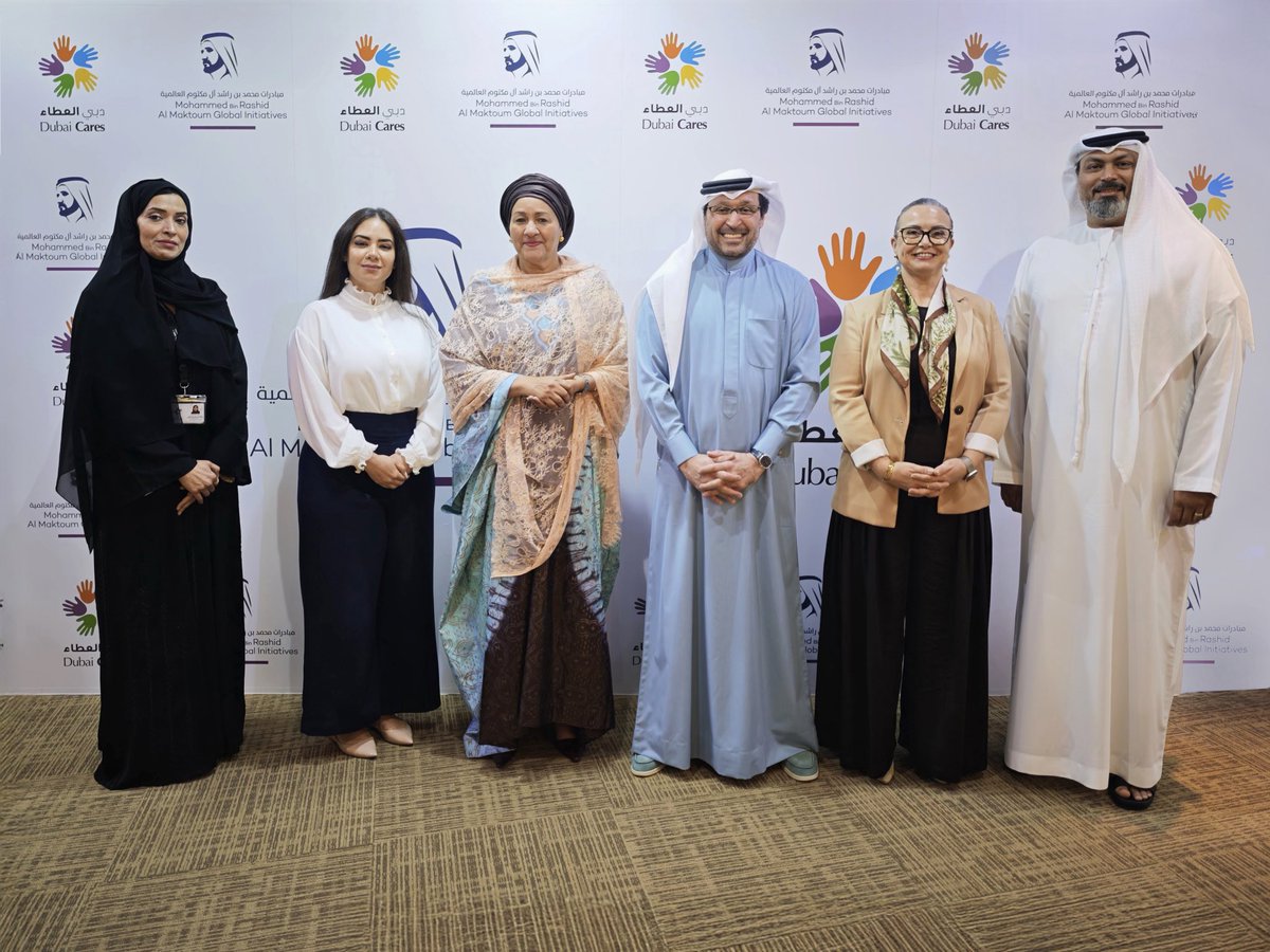 DubaiCares's tweet photo. It was a pleasure to welcome Ms. @AminaJMohammed, Deputy Secretary-General of the United Nations, at our Dubai Cares’ office where she met with H.E. Dr. Tariq Al Gurg, Chief Executive Officer and Vice-Chairman of Dubai Cares. They discussed the importance of global convening platforms in informing and shaping a mechanism that advances education transformation worldwide.

The discussion also explored evolving human development priorities, with a focus on equipping youth with the skills and opportunities needed to access meaningful employment and succeed in a rapidly changing world.

The visit concluded with Dr. Al Gurg presenting Ms. Mohammed with a token of appreciation for her continued commitment to advancing the sustainable development agenda and for her support of Dubai Cares’ mission to position education as a key pillar of human development globally.

The visit reaffirmed a shared commitment to empowering communities and building a more inclusive and equitable future for children and youth around the world.

كان من دواعي سرورنا استقبال السيدة أمينة ج. محمد، نائبة الأمين العام للأمم المتحدة، في مكتب دبي العطاء، حيث التقت بسعادة الدكتور طارق محمد القرق، الرئيس التنفيذي ونائب رئيس مجلس إدارة المؤسسة. وقد تناول الاجتماع أهمية المنصات والمحافل العالمية الجامعة في صياغة وتشكيل آلية تدفع بمسيرة تحويل التعليم على مستوى العالم.

كما تطرّق النقاش إلى الأولويات الراهنة في مجال التنمية البشرية، وبالأخص أهمية تزويد الشباب بالمهارات اللازمة وفرص العمل الهادفة للتكيّف مع عالم دائم التغيّر.

وفي ختام الزيارة، قدّم الدكتور القرق للسيدة محمد درعاً تكريمياً تقديراً لالتزامها المتواصل بتعزيز أجندة التنمية المستدامة، ودعمها لدبي العطاء ومهمتها المتمثلة في ترسيخ مكانة التعليم كركيزة أساسية لتحقيق التنمية البشرية حول العالم.

وقد أكّدت هذه الزيارة على الالتزام المشترك بتمكين المجتمعات وبناء مستقبل أكثر شمولاً وإنصافاً للأطفال والشباب على الصعيد العالمي.