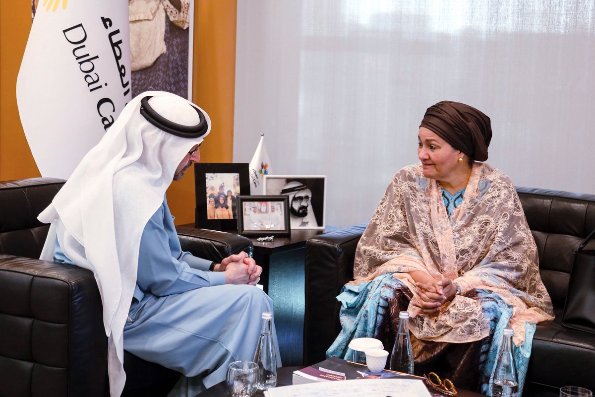 DubaiCares's tweet photo. It was a pleasure to welcome Ms. @AminaJMohammed, Deputy Secretary-General of the United Nations, at our Dubai Cares’ office where she met with H.E. Dr. Tariq Al Gurg, Chief Executive Officer and Vice-Chairman of Dubai Cares. They discussed the importance of global convening platforms in informing and shaping a mechanism that advances education transformation worldwide.

The discussion also explored evolving human development priorities, with a focus on equipping youth with the skills and opportunities needed to access meaningful employment and succeed in a rapidly changing world.

The visit concluded with Dr. Al Gurg presenting Ms. Mohammed with a token of appreciation for her continued commitment to advancing the sustainable development agenda and for her support of Dubai Cares’ mission to position education as a key pillar of human development globally.

The visit reaffirmed a shared commitment to empowering communities and building a more inclusive and equitable future for children and youth around the world.

كان من دواعي سرورنا استقبال السيدة أمينة ج. محمد، نائبة الأمين العام للأمم المتحدة، في مكتب دبي العطاء، حيث التقت بسعادة الدكتور طارق محمد القرق، الرئيس التنفيذي ونائب رئيس مجلس إدارة المؤسسة. وقد تناول الاجتماع أهمية المنصات والمحافل العالمية الجامعة في صياغة وتشكيل آلية تدفع بمسيرة تحويل التعليم على مستوى العالم.

كما تطرّق النقاش إلى الأولويات الراهنة في مجال التنمية البشرية، وبالأخص أهمية تزويد الشباب بالمهارات اللازمة وفرص العمل الهادفة للتكيّف مع عالم دائم التغيّر.

وفي ختام الزيارة، قدّم الدكتور القرق للسيدة محمد درعاً تكريمياً تقديراً لالتزامها المتواصل بتعزيز أجندة التنمية المستدامة، ودعمها لدبي العطاء ومهمتها المتمثلة في ترسيخ مكانة التعليم كركيزة أساسية لتحقيق التنمية البشرية حول العالم.

وقد أكّدت هذه الزيارة على الالتزام المشترك بتمكين المجتمعات وبناء مستقبل أكثر شمولاً وإنصافاً للأطفال والشباب على الصعيد العالمي.